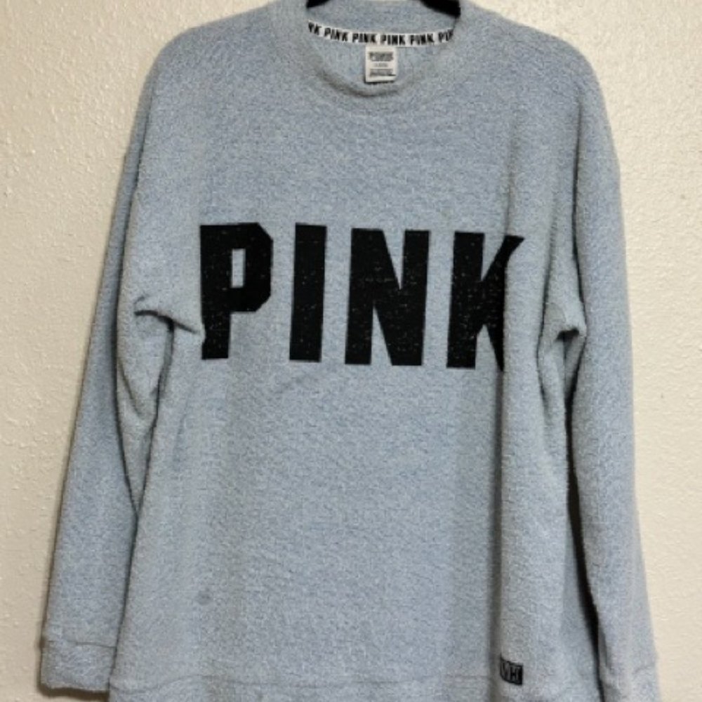 🍁SALE🍁 Terry Cloth 'PINK' Light blue Sweater